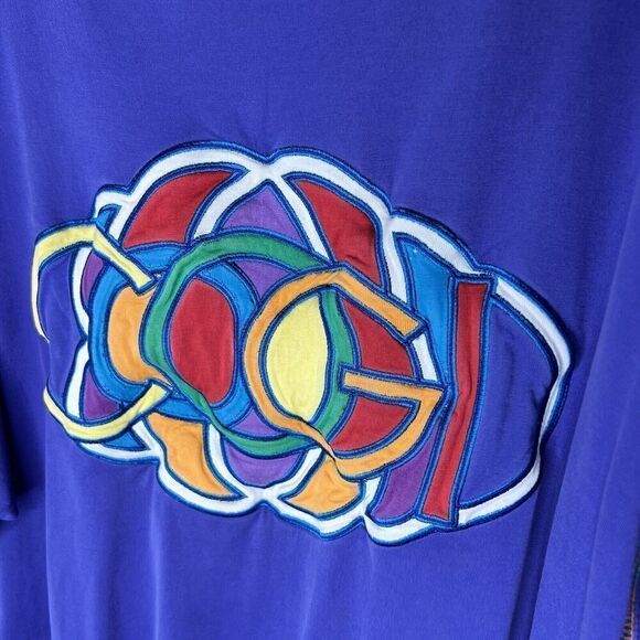 COOGI Colorful Embroidered Men's Sz XL Purple Short Sleeve T Shirt Baggy - Picture 2 of 12
